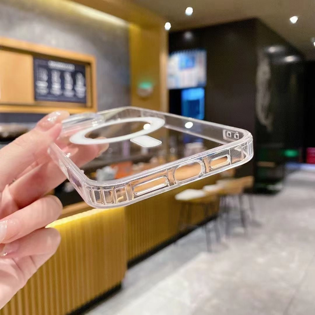 Compatible with iPhone 18 Pro Max Large Hole Camera MagSafe Magnetic Clear Acrylic TPU Case - Transparent