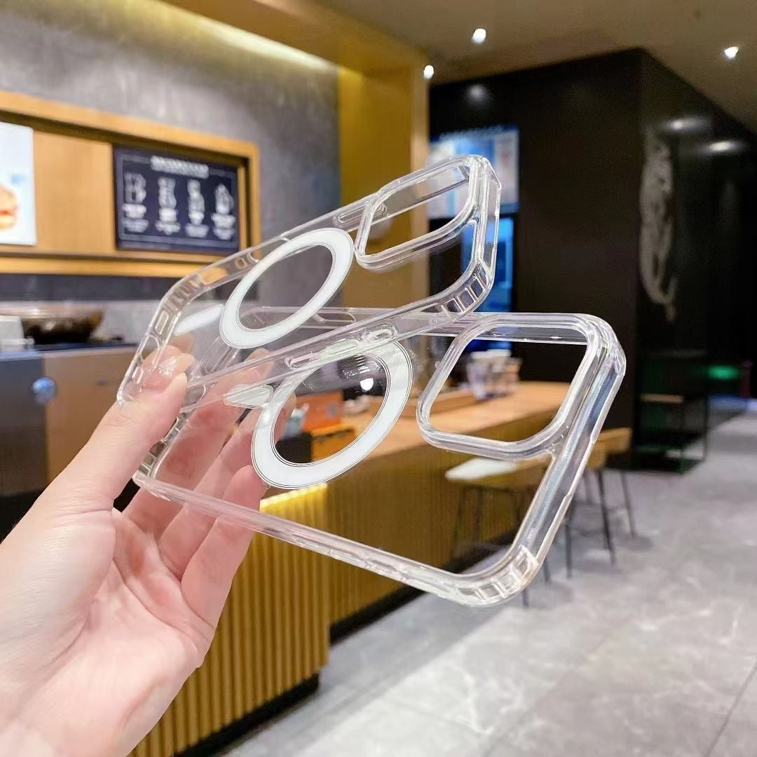 Compatible with iPhone 18 Pro Max Large Hole Camera MagSafe Magnetic Clear Acrylic TPU Case - Transparent