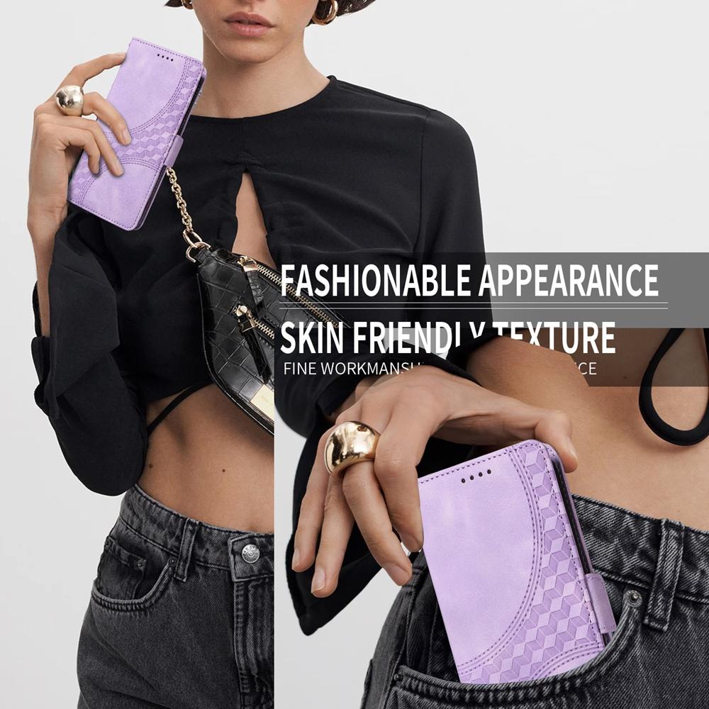 For vivo V50 Embossed Rhombus Starry Leather Phone Case(Purple)