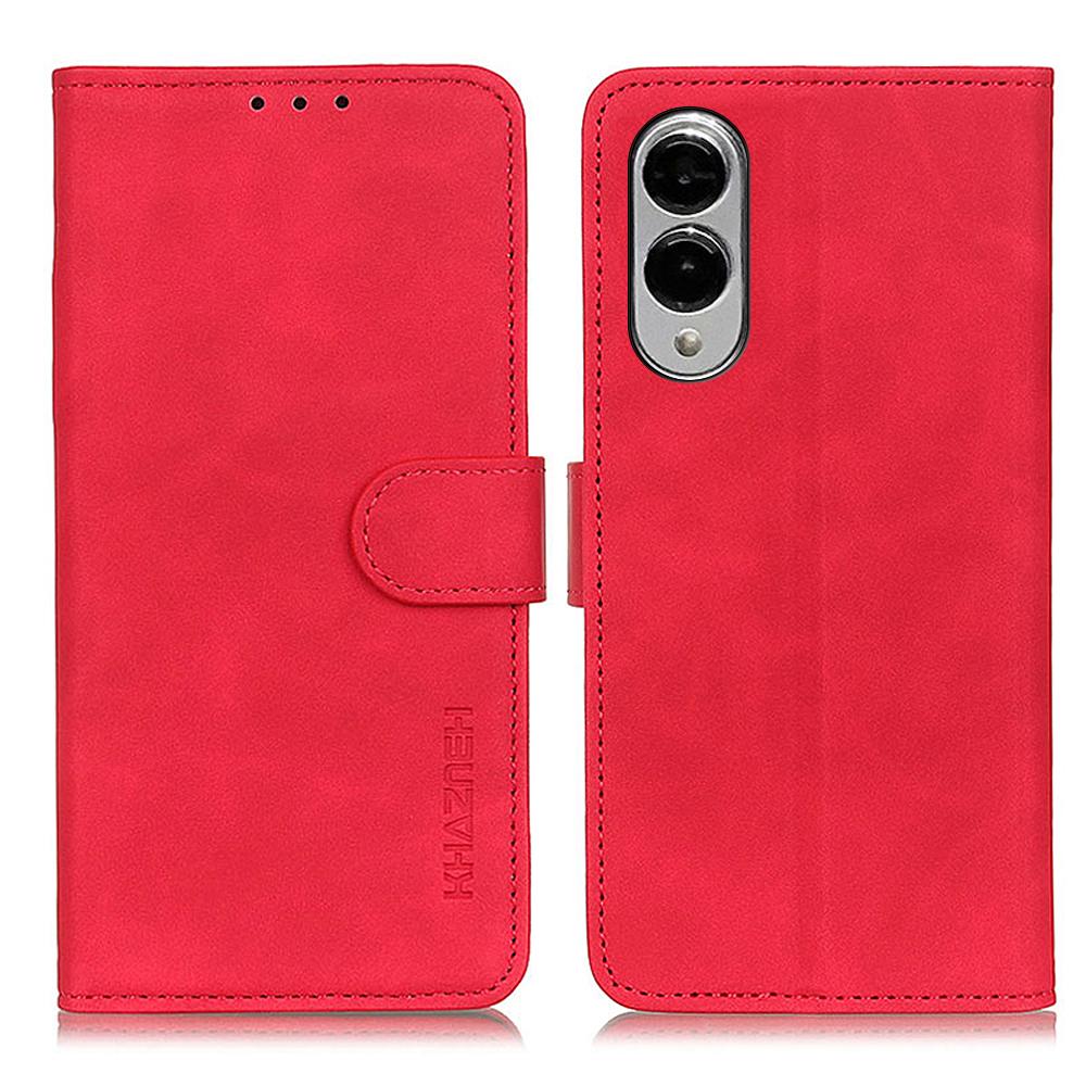 For Samsung Galaxy S25 Edge 5G KHAZNEH Retro Texture Horizontal Flip Leather Phone Case(Red)