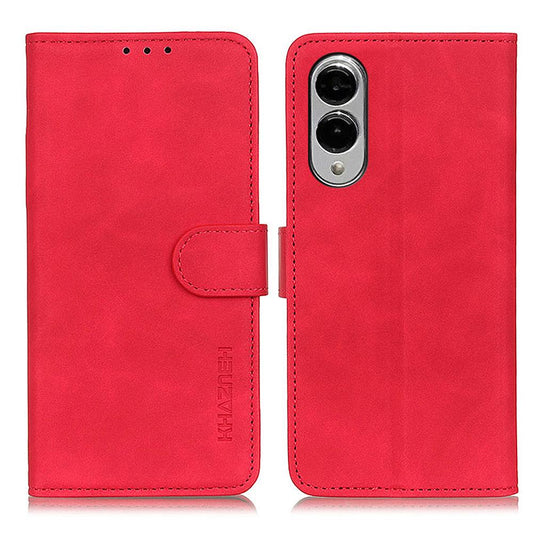 For Samsung Galaxy S25 Edge 5G KHAZNEH Retro Texture Horizontal Flip Leather Phone Case(Red)