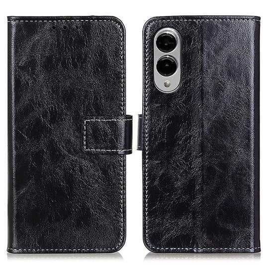 For Samsung Galaxy S25 Edge 5G Retro Crazy Horse Texture Leather Phone Case(Black)