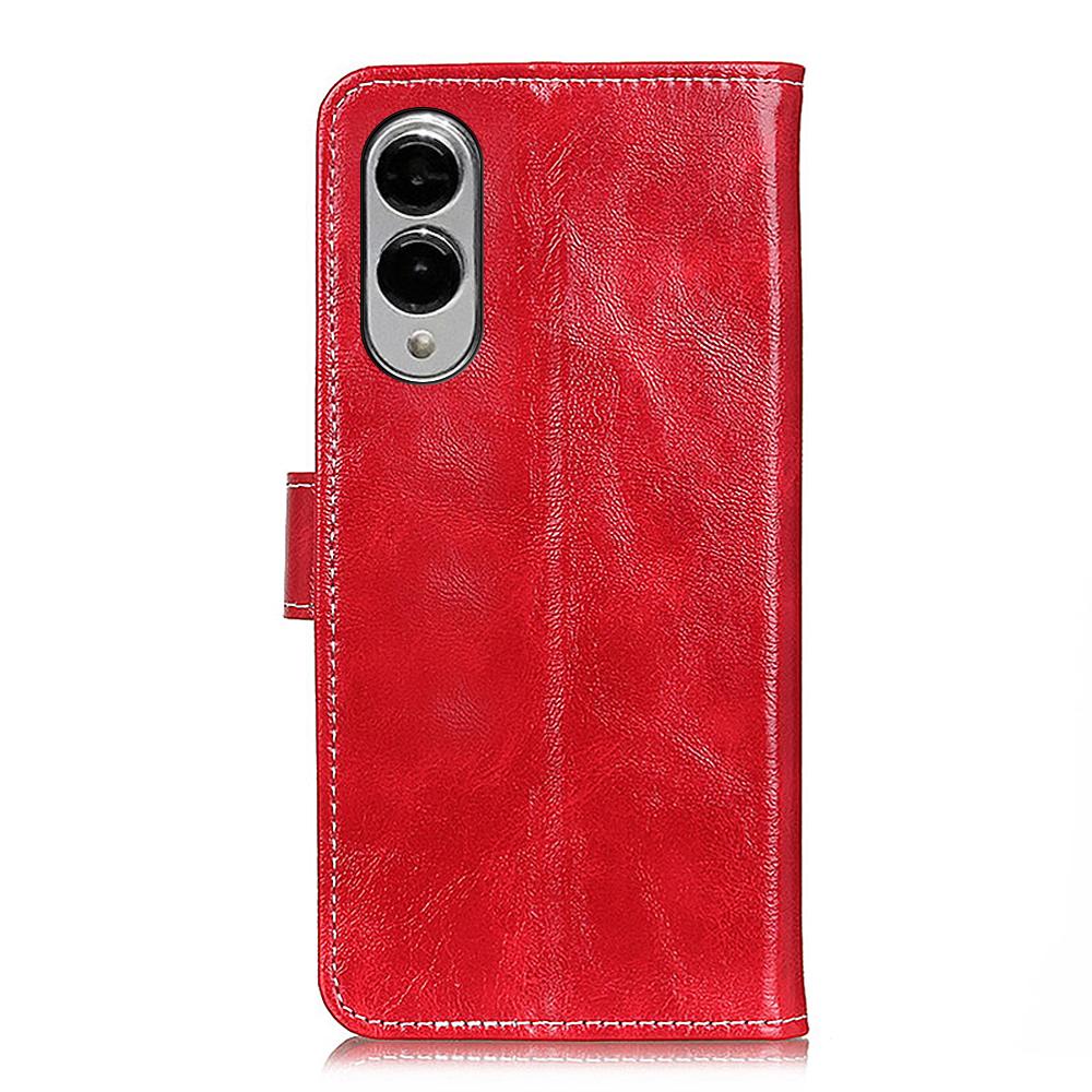 For Samsung Galaxy S25 Edge 5G Retro Crazy Horse Texture Leather Phone Case(Red)