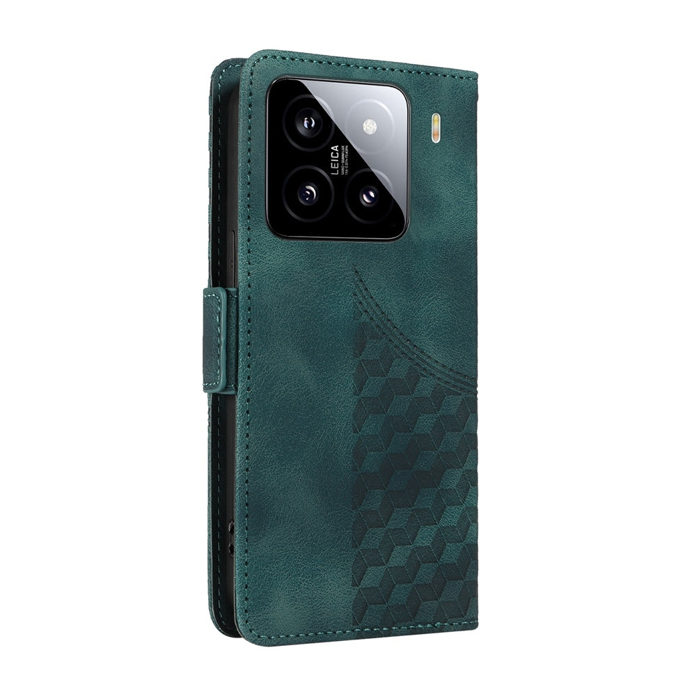 For Xiaomi 15 Embossed Rhombus Starry Leather Phone Case(Green)