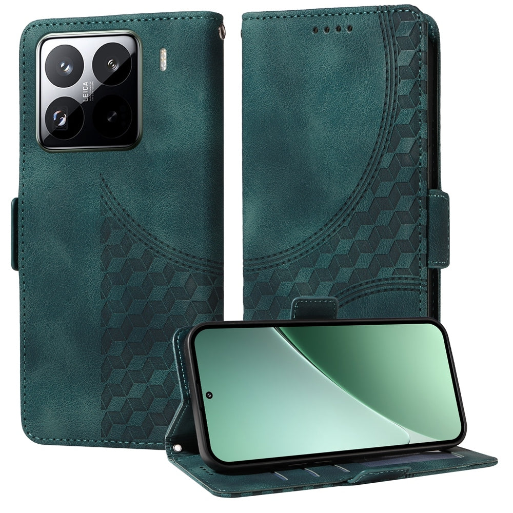 For Xiaomi 15 Pro Embossed Rhombus Starry Leather Phone Case(Green)