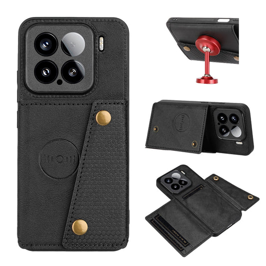 For Xiaomi 15 Double Buckle Card Slots Magnetic Phone Case(Black)