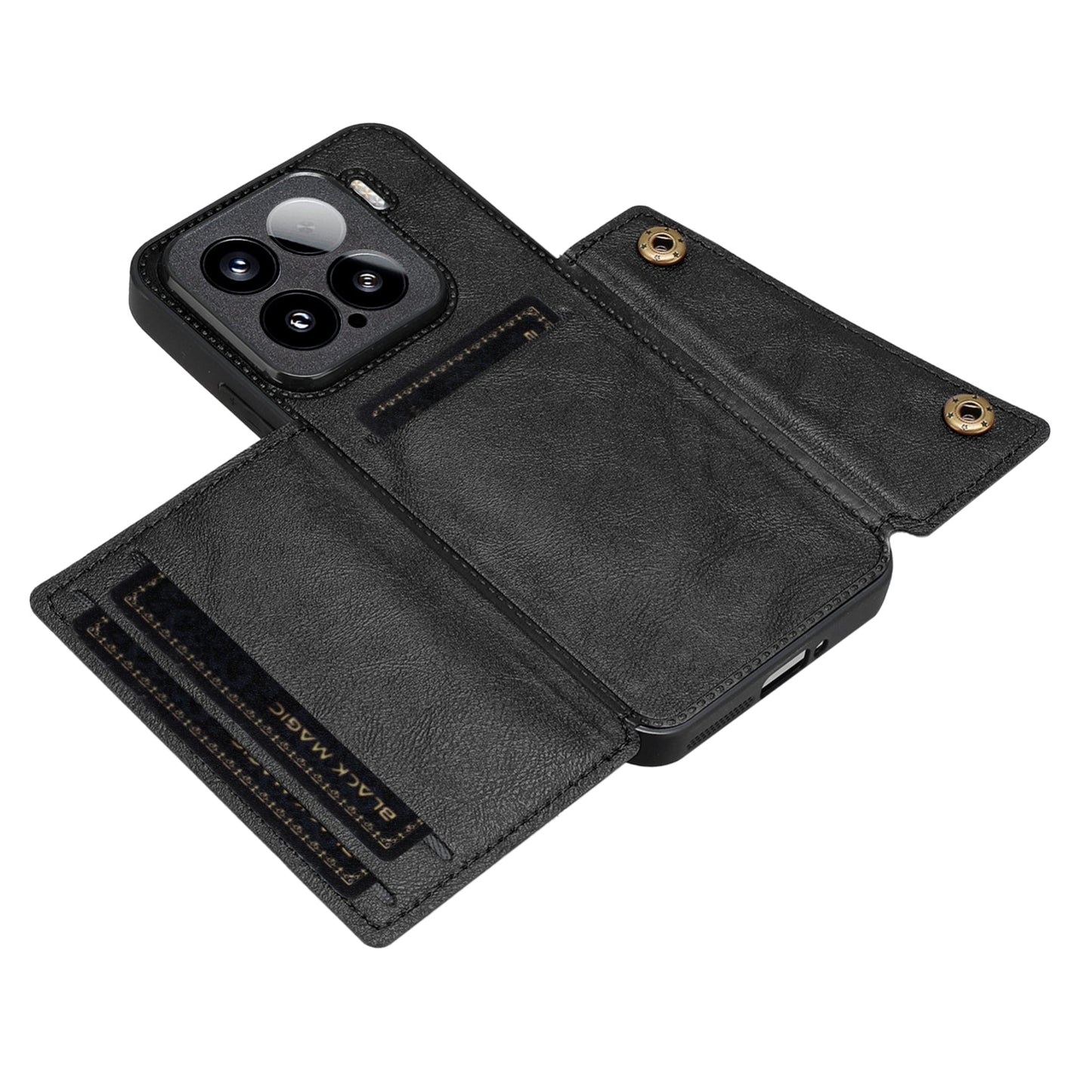 For Xiaomi 15 Double Buckle Card Slots Magnetic Phone Case(Black)