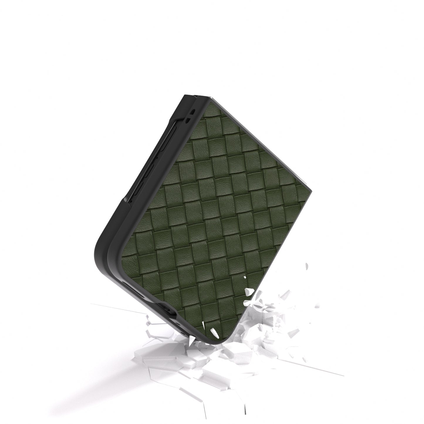 For Motorola Razr 50 Ultra Black Frame Woven Texture PU Phone Case(Green)