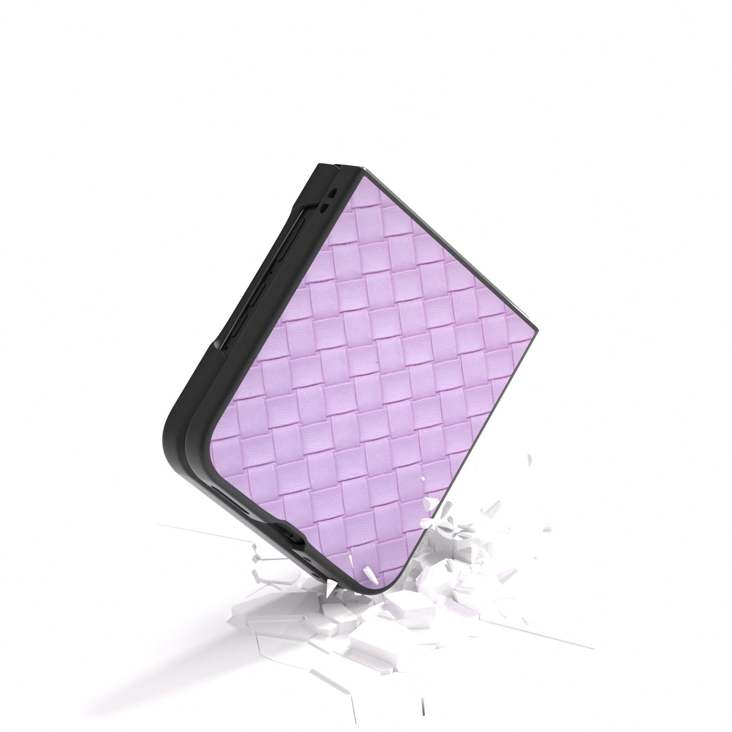 For Motorola Razr 50 Ultra Black Frame Woven Texture PU Phone Case(Purple)