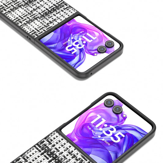 For Motorola Razr 50 Ultra Black Frame Color Lattice Texture PU Phone Case(Black)