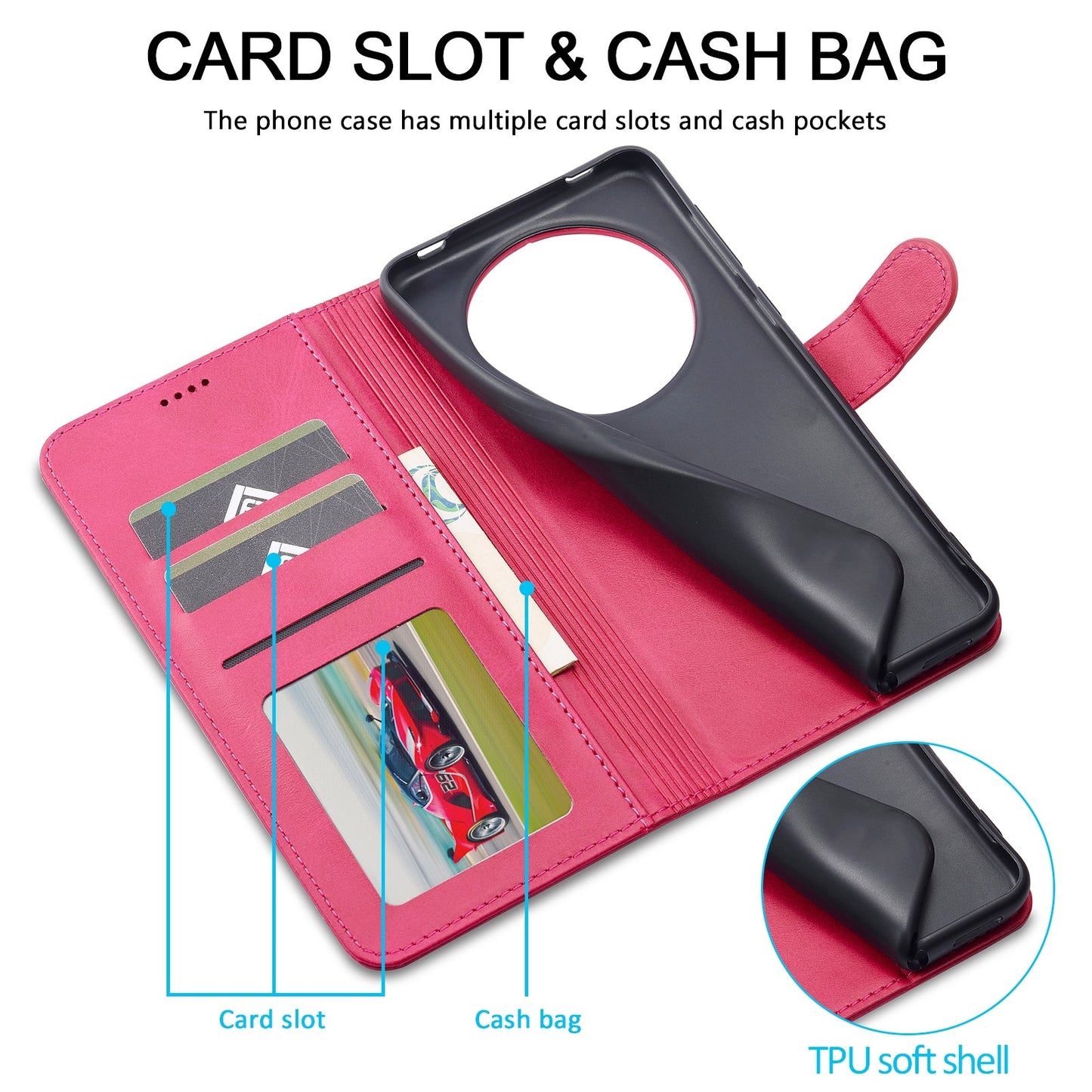 For Redmi 14C LC.IMEEKE Calf Texture Leather Phone Case(Red)