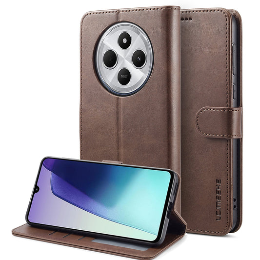 For Redmi 14C LC.IMEEKE Calf Texture Leather Phone Case(Coffee)