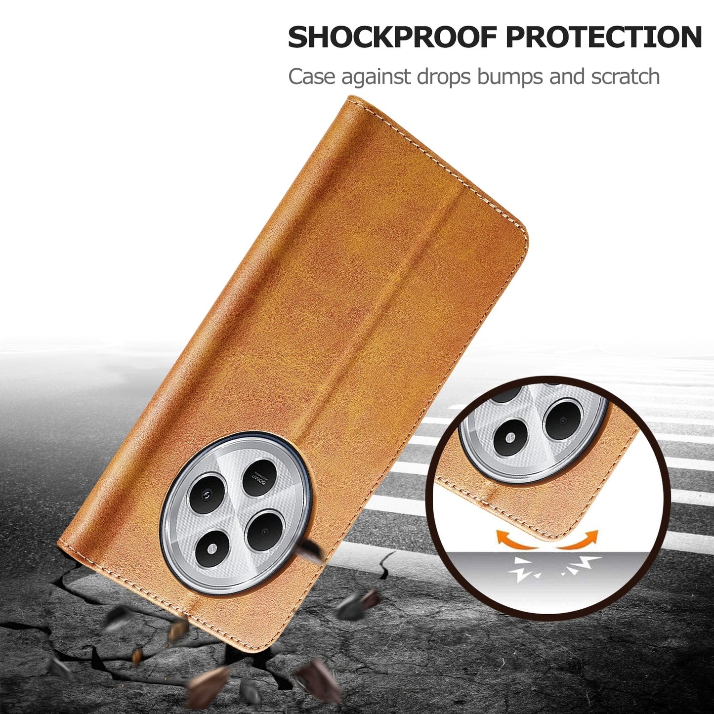 For Redmi 14C LC.IMEEKE Calf Texture Leather Phone Case(Brown)