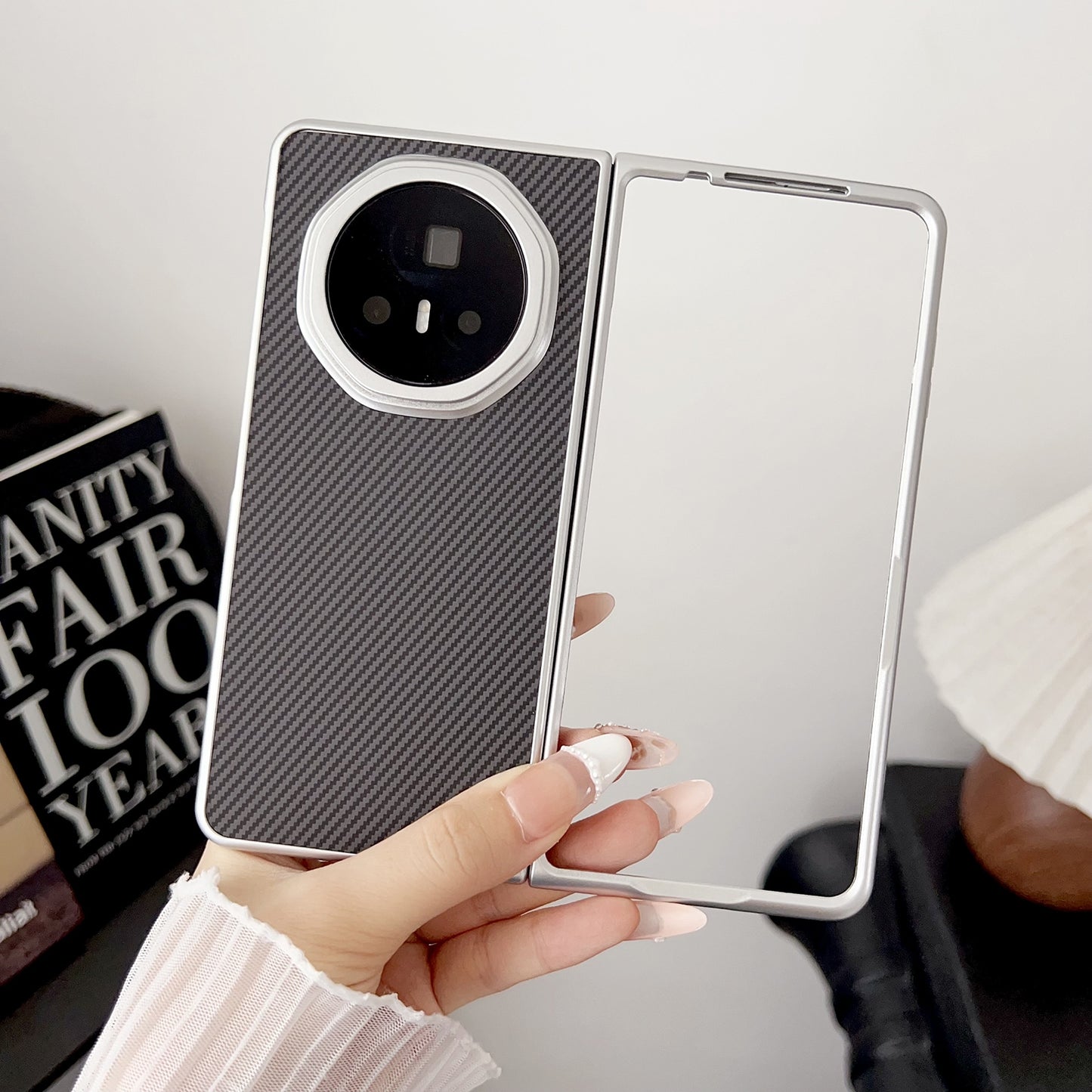 For Honor Magic V3 Carbon Fiber Leather Grain Kevlar Folding Phone Case(Purple)