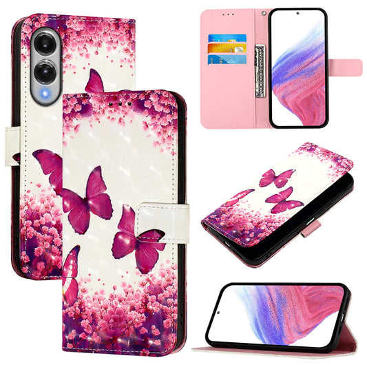 For Samsung Galaxy S25 Edge 5G 3D Painting Horizontal Flip Leather Phone Case(Rose Butterfly)