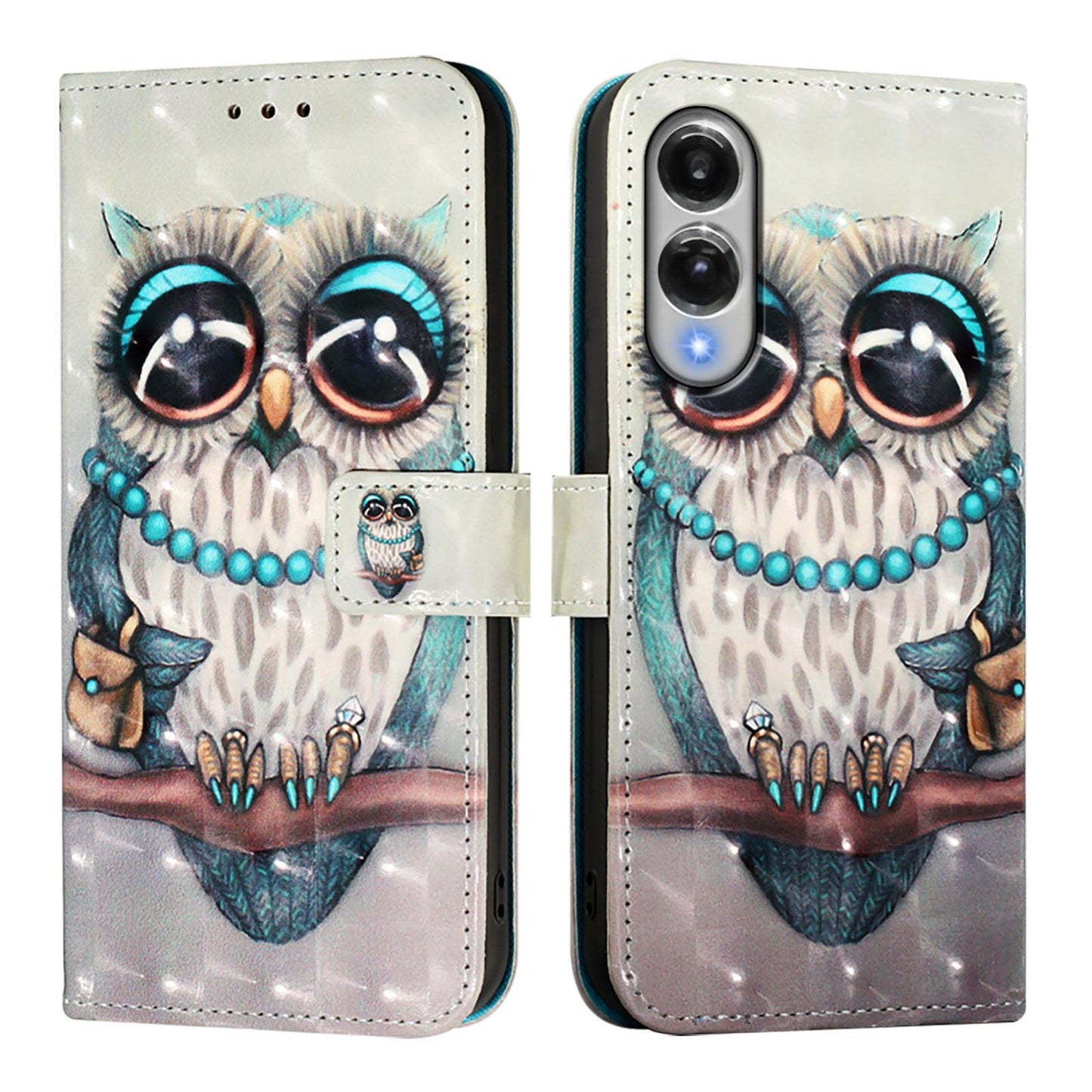 For Samsung Galaxy S25 Edge 5G 3D Painting Horizontal Flip Leather Phone Case(Grey Owl)