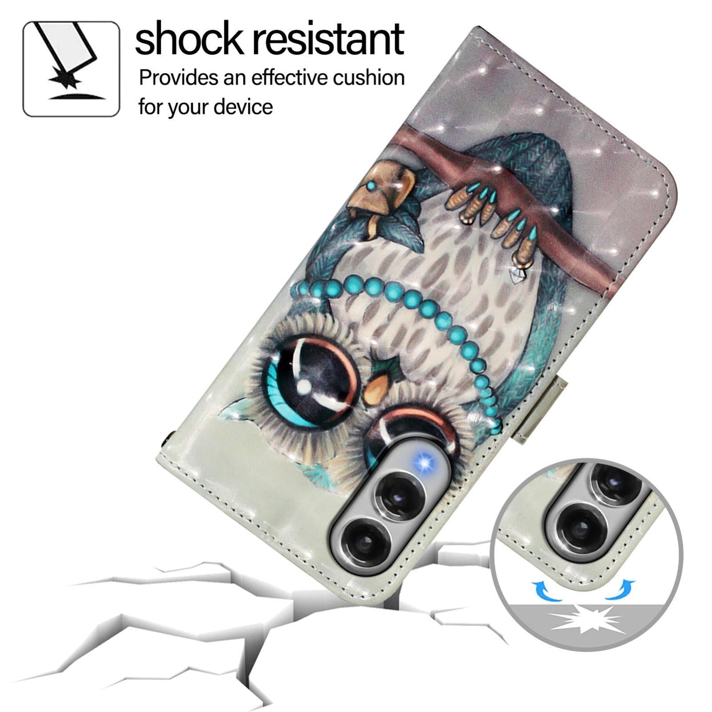 For Samsung Galaxy S25 Edge 5G 3D Painting Horizontal Flip Leather Phone Case(Grey Owl)