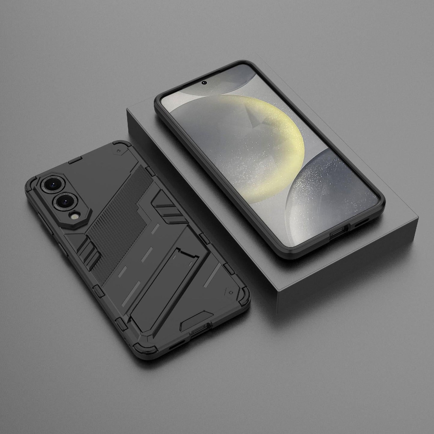 For Samsung Galaxy S25 Edge 5G Punk Armor 2 in 1 PC + TPU Shockproof Phone Case with Invisible Holder(Black)