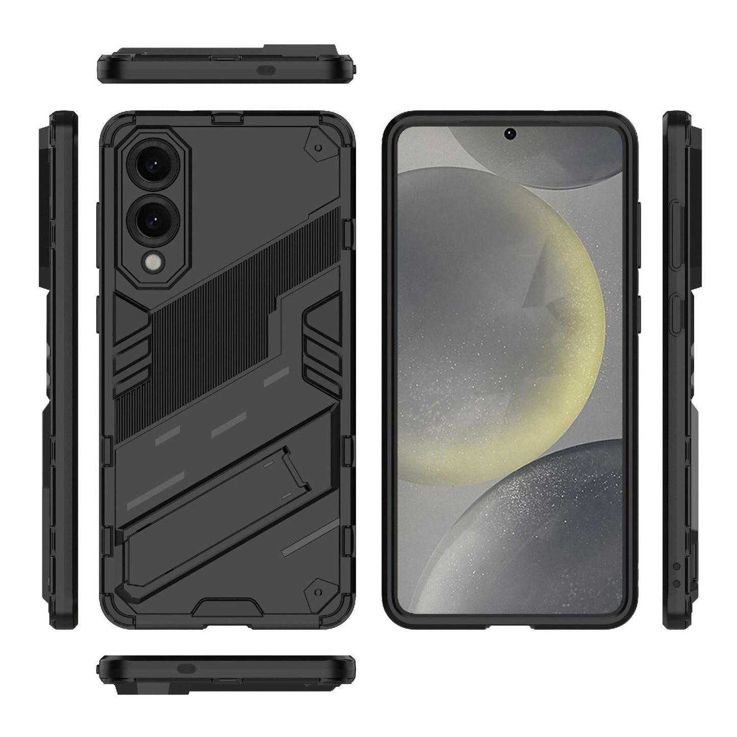 For Samsung Galaxy S25 Edge 5G Punk Armor 2 in 1 PC + TPU Shockproof Phone Case with Invisible Holder(Black)