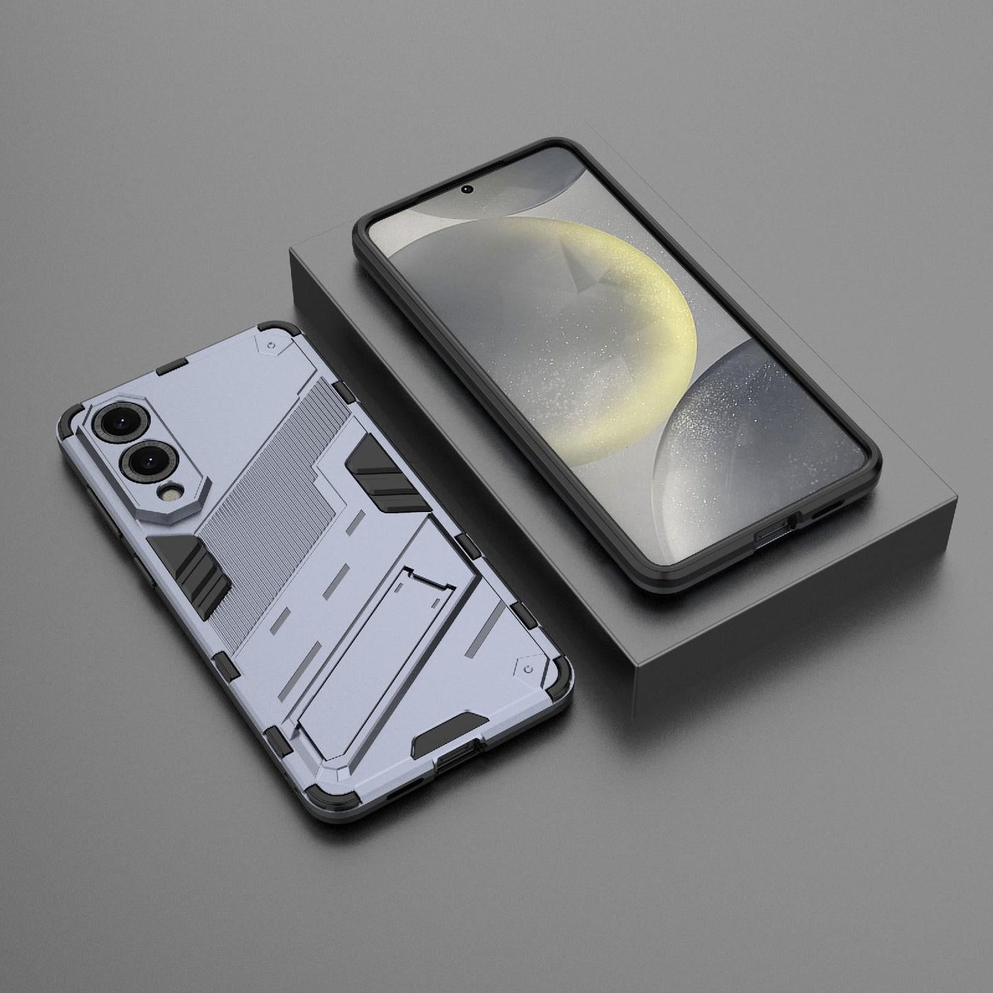 For Samsung Galaxy S25 Edge 5G Punk Armor 2 in 1 PC + TPU Shockproof Phone Case with Invisible Holder(Grey)