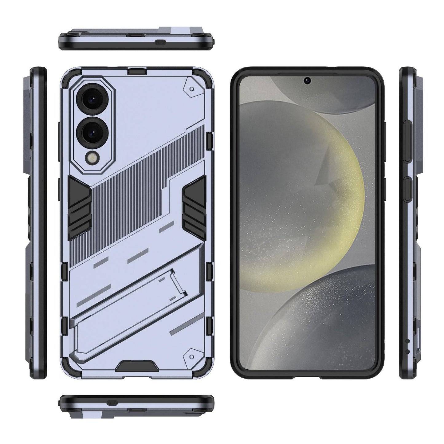 For Samsung Galaxy S25 Edge 5G Punk Armor 2 in 1 PC + TPU Shockproof Phone Case with Invisible Holder(Grey)