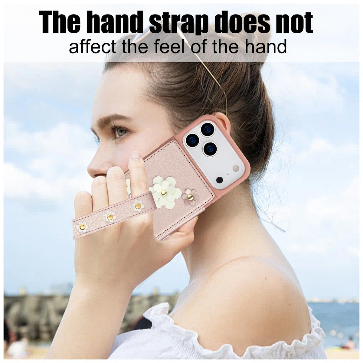 Compatible with iPhone 18 Pro Max & 17 Pro Max Crossbody Flower Pattern Leather Phone Case - Rose Gold