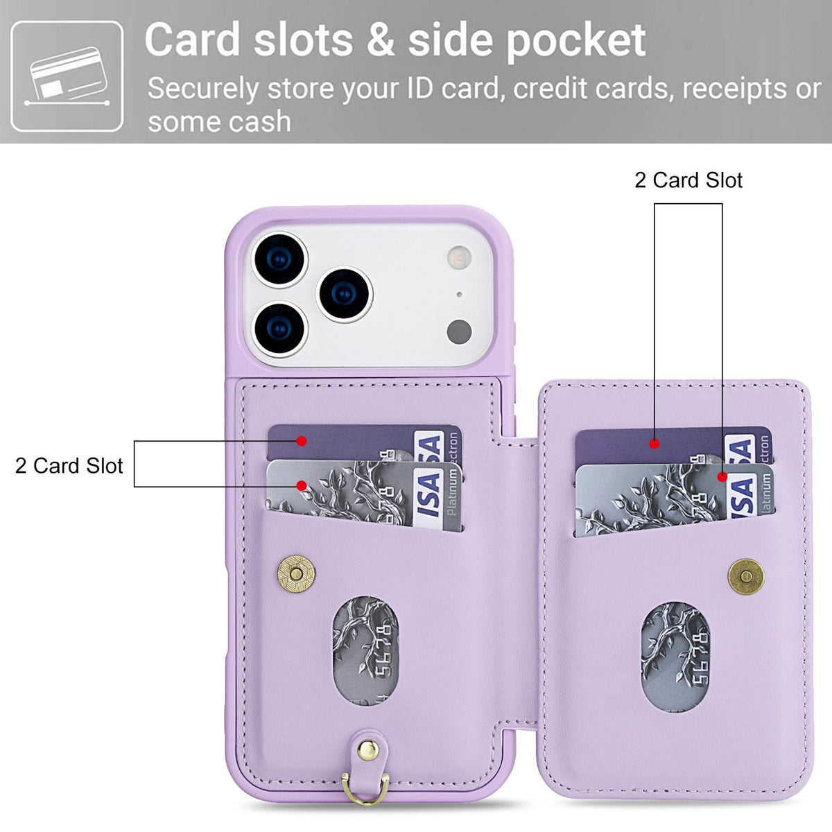 Compatible with iPhone 18 Pro Max & 17 Pro Max Crossbody Flower Pattern Leather Phone Case - Purple