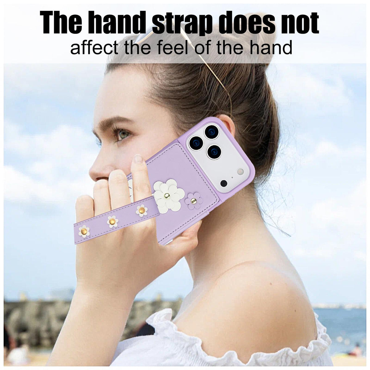 Compatible with iPhone 18 Pro Max & 17 Pro Max Crossbody Flower Pattern Leather Phone Case - Purple