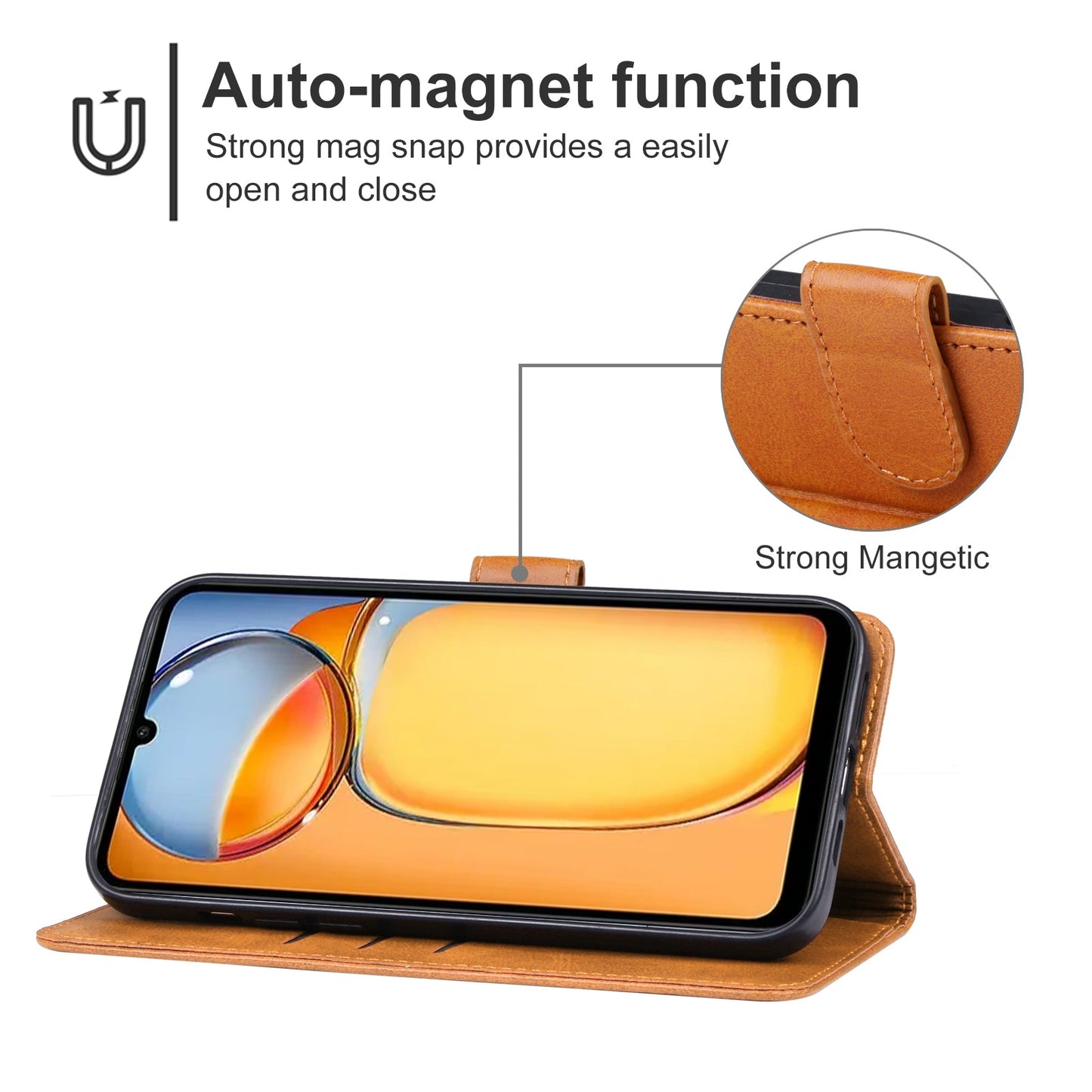 For Redmi 14C 4G Leather Phone Case(Brown)