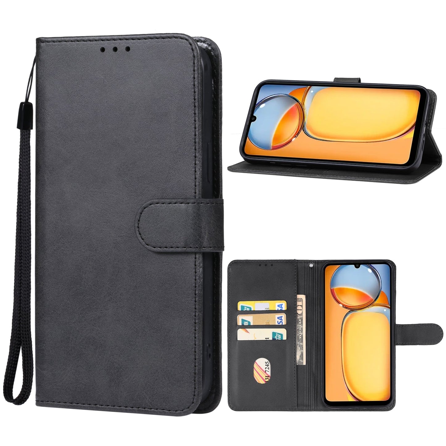 For Redmi 14C 4G Leather Phone Case(Black)