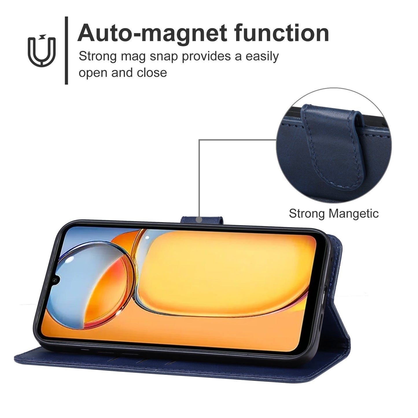 For Redmi 14C 4G Leather Phone Case(Blue)