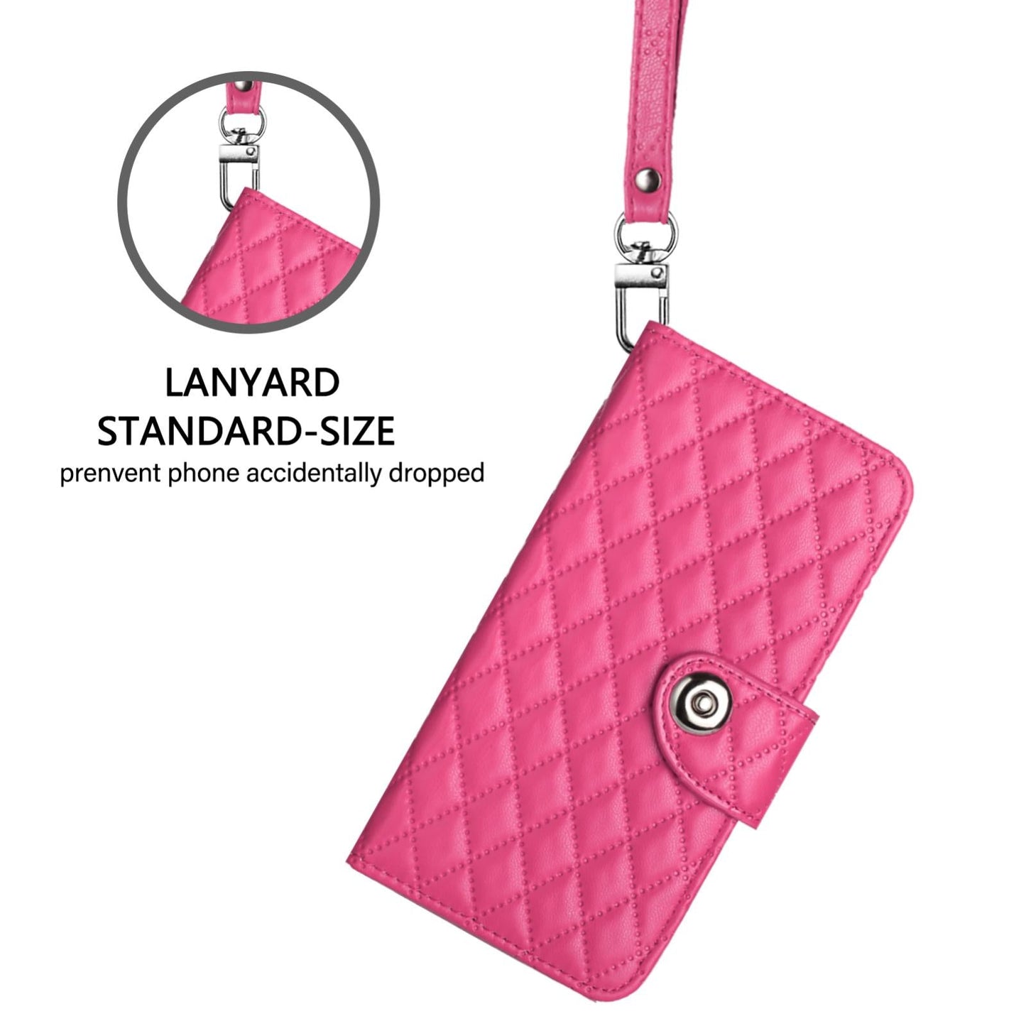 For vivo V50 5G Global Rhombic Texture Flip Leather Phone Case with Lanyard(Rose Red)