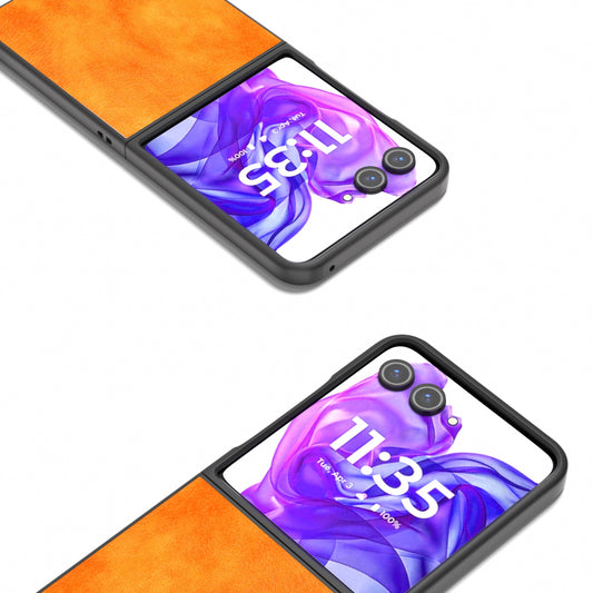For Motorola Razr 50 Ultra Dual Color Lichi Texture PU Phone Case(Orange)