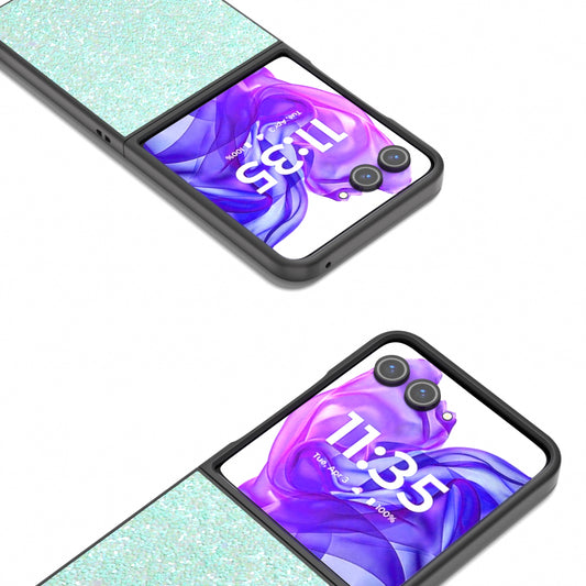For Motorola Razr 50 Ultra Black Frame Colorful Glitter Phone Case(Light Green)