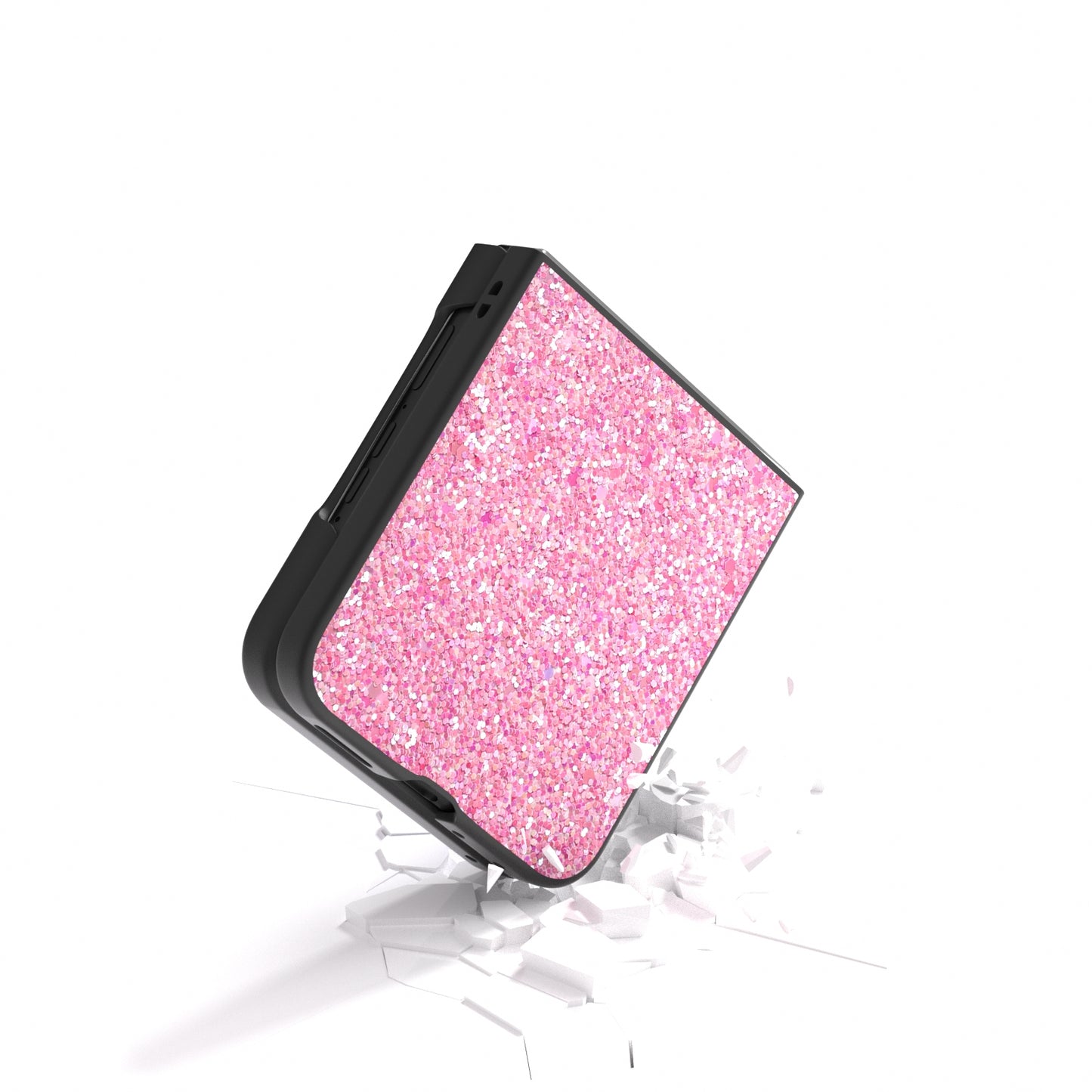 For Motorola Razr 50 Ultra Black Frame Colorful Glitter Phone Case(Purple Pink)