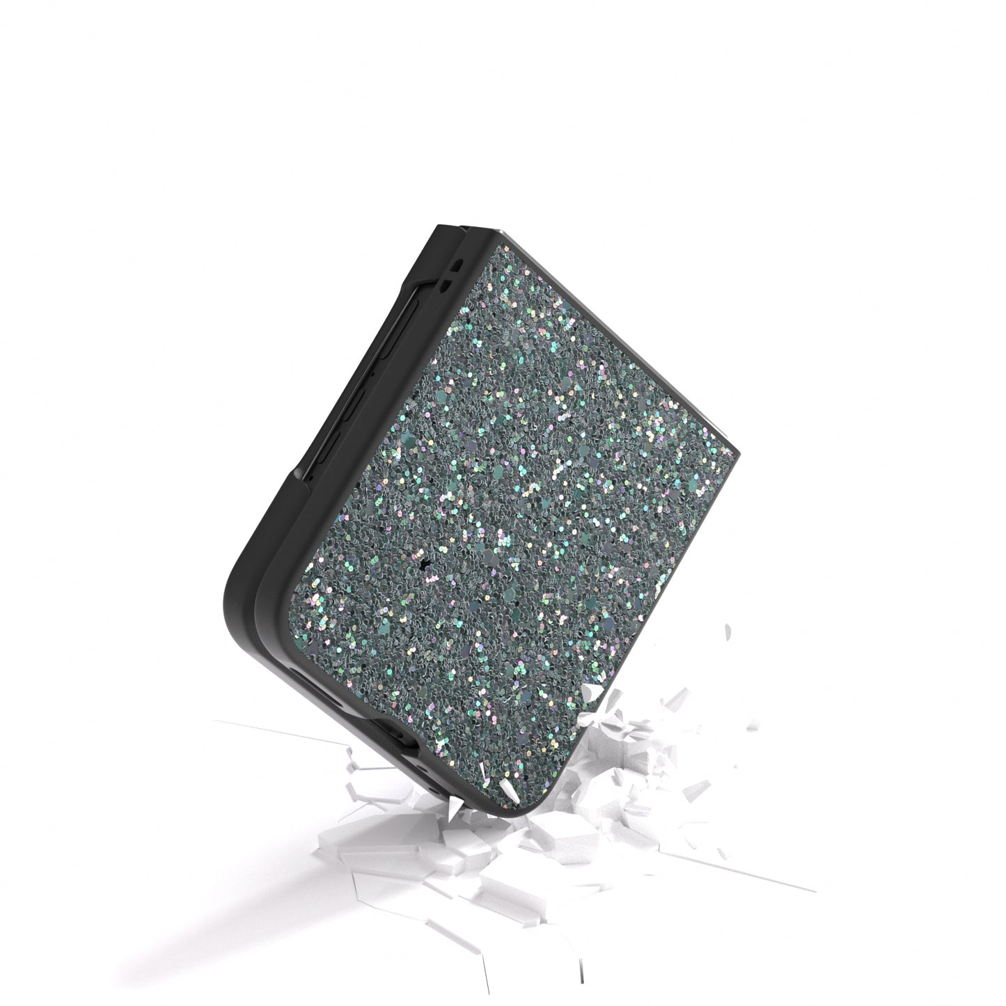 For Motorola Razr 50 Ultra Black Frame Colorful Glitter Phone Case(Black Green)