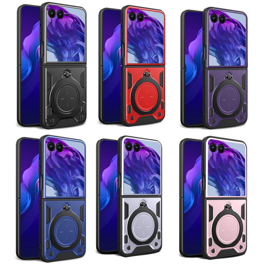 For Motorola Razr 50 Ultra CD Texture Magnetic Holder Phone Case(Black)