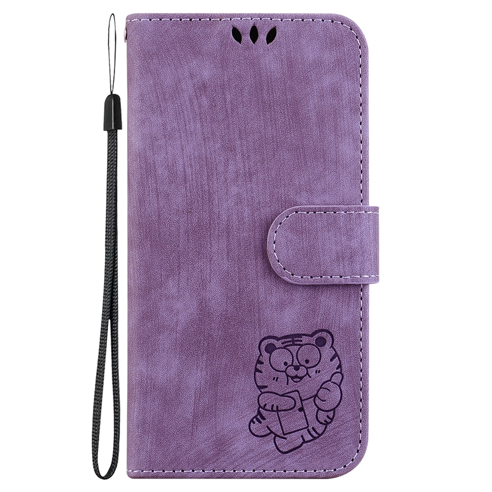 For Redmi 14C 4G Little Tiger Embossed Leather Phone Case(Purple)