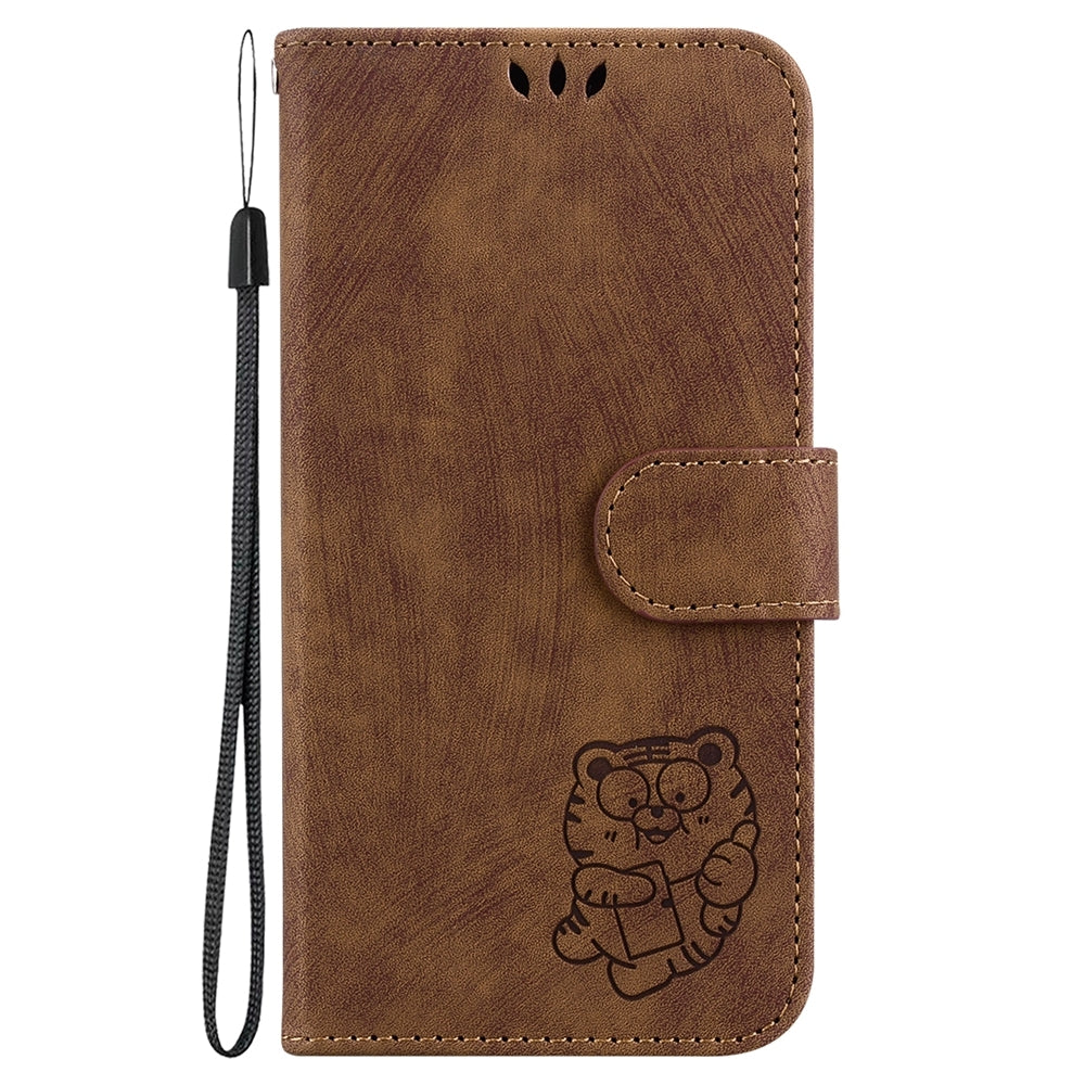 For Redmi 14C 4G Little Tiger Embossed Leather Phone Case(Brown)