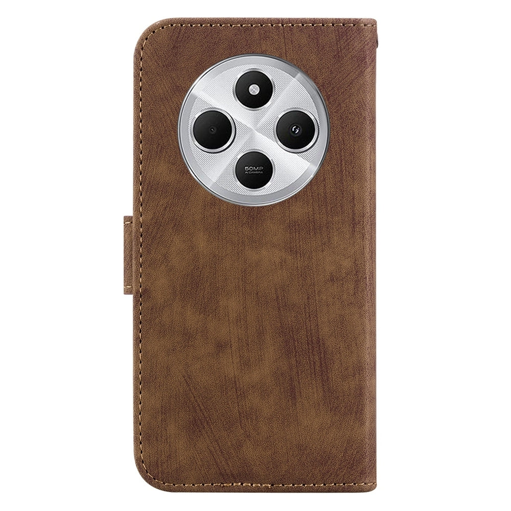 For Redmi 14C 4G Little Tiger Embossed Leather Phone Case(Brown)