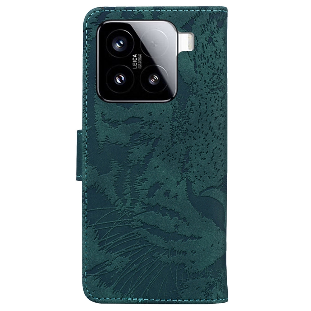 For Xiaomi 15 Tiger Embossing Pattern Flip Leather Phone Case(Green)