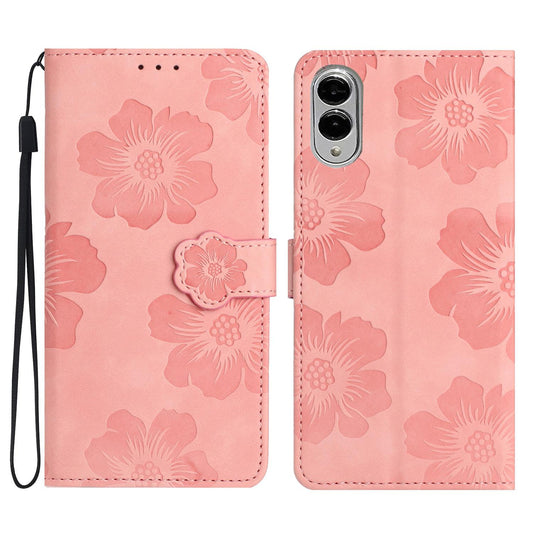For Samsung Galaxy S25 Edge 5G Flower Embossing Pattern Leather Phone Case(Pink)