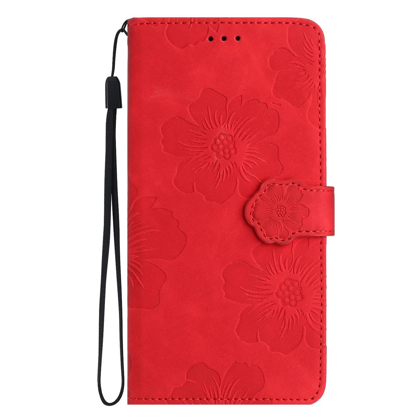For Samsung Galaxy S25 Edge 5G Flower Embossing Pattern Leather Phone Case(Red)