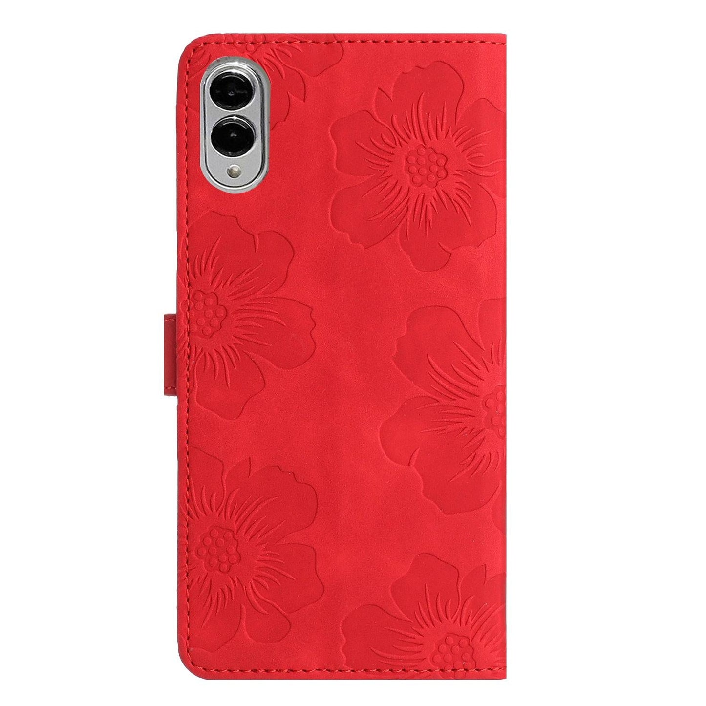 For Samsung Galaxy S25 Edge 5G Flower Embossing Pattern Leather Phone Case(Red)