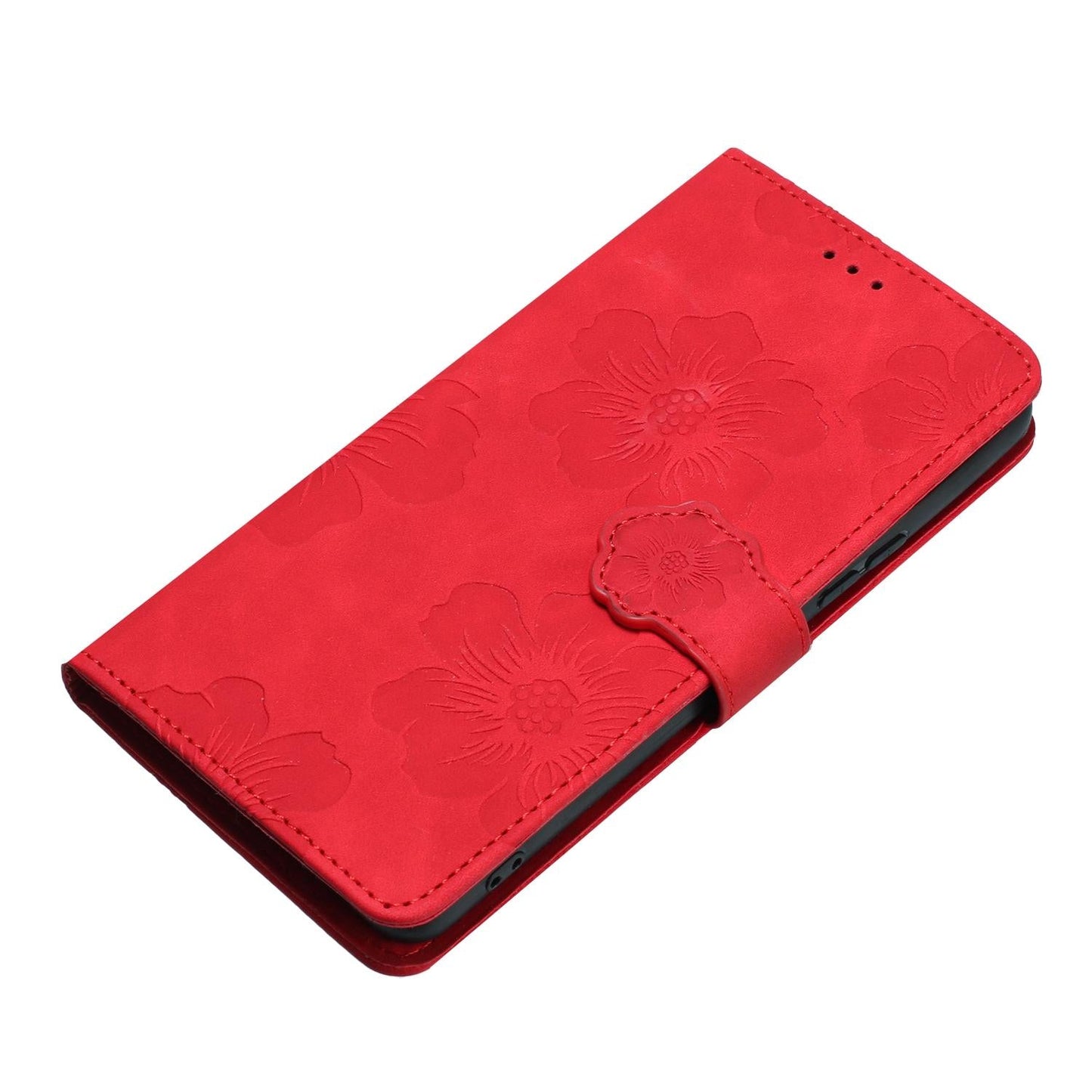 For Samsung Galaxy S25 Edge 5G Flower Embossing Pattern Leather Phone Case(Red)