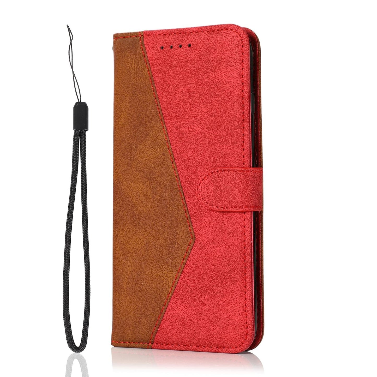 For Samsung Galaxy S25 Edge 5G Dual-color Stitching Leather Phone Case(Brown Red)