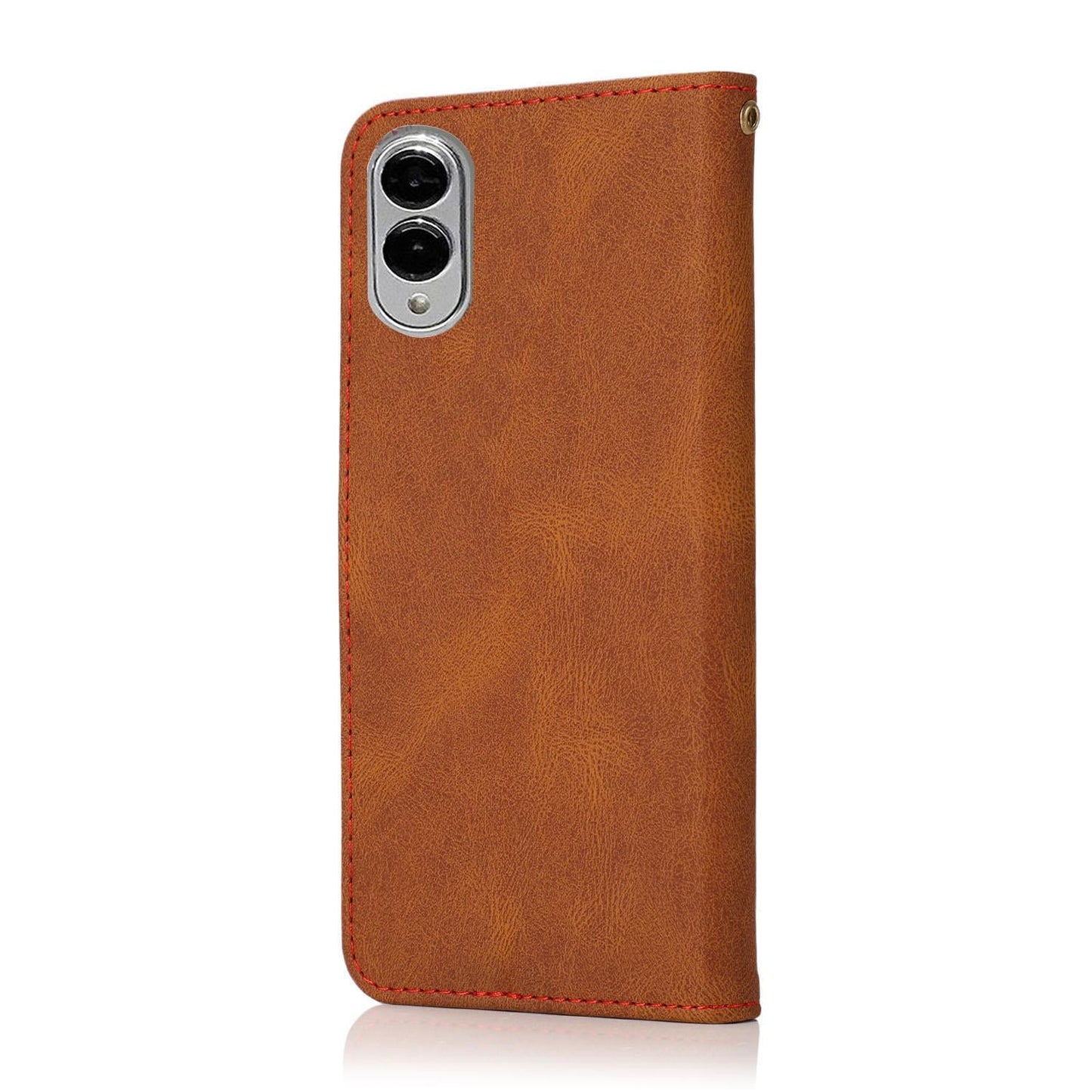 For Samsung Galaxy S25 Edge 5G Dual-color Stitching Leather Phone Case(Brown Red)