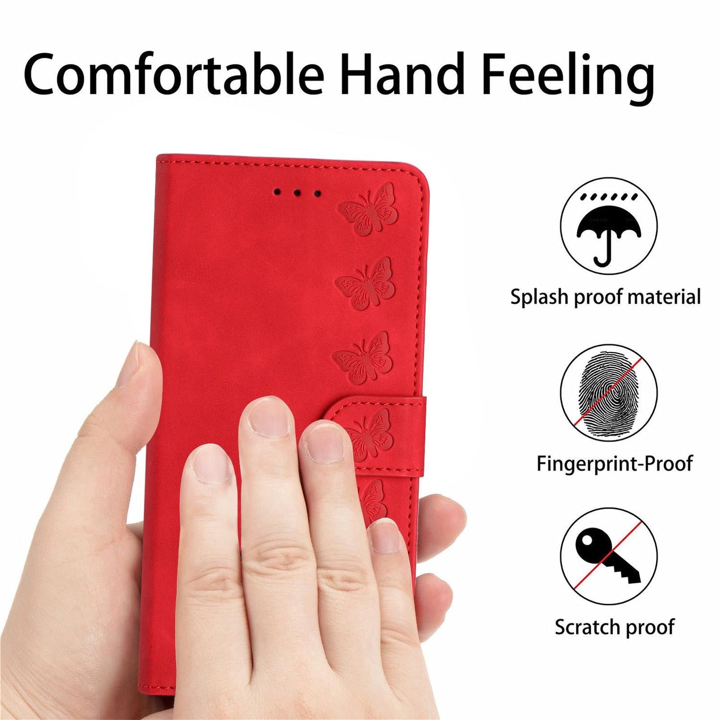 For Samsung Galaxy S25 Edge 5G Seven Butterflies Embossed Leather Phone Case(Red)