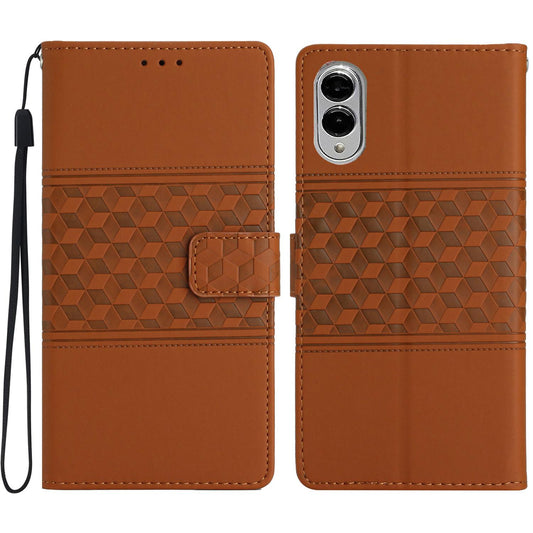 For Samsung Galaxy S25 Edge 5G Diamond Embossed Skin Feel Leather Phone Case(Brown)