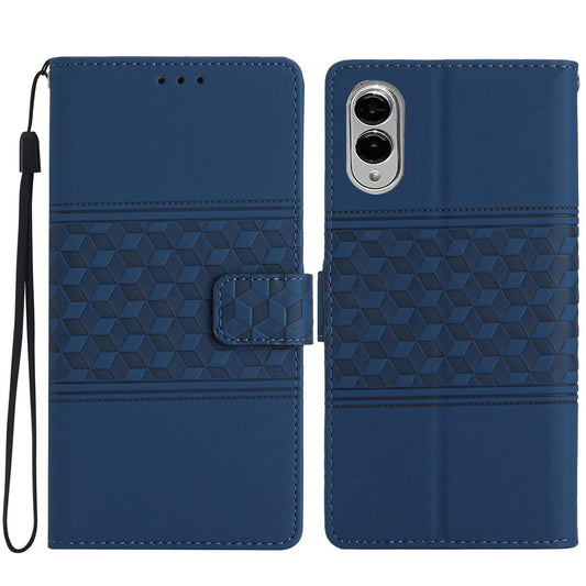 For Samsung Galaxy S25 Edge 5G Diamond Embossed Skin Feel Leather Phone Case(Dark Blue)